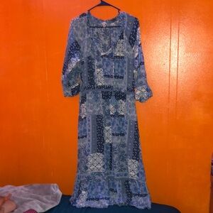 Frye&co. Womens dress blue long paisley print dress size extra large